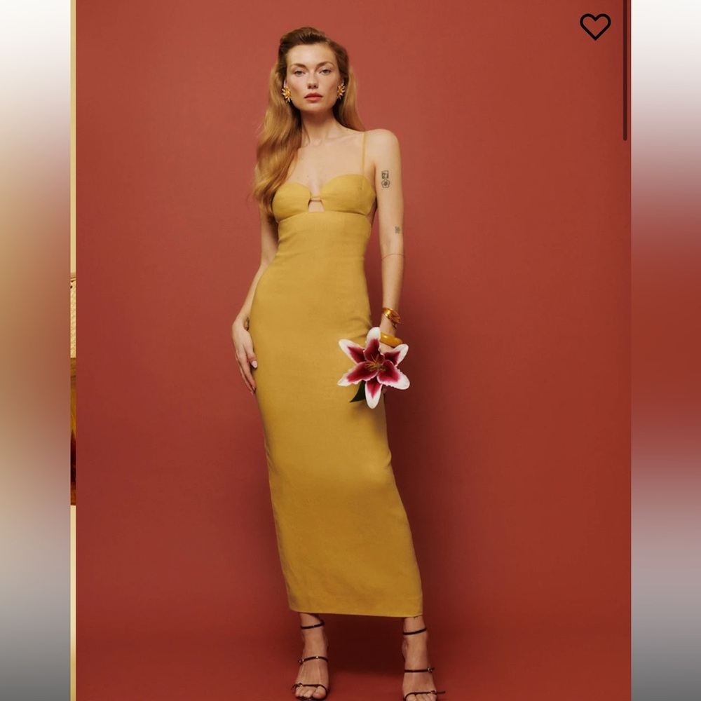 Reformation Malibu Linen Dress - Sunflower